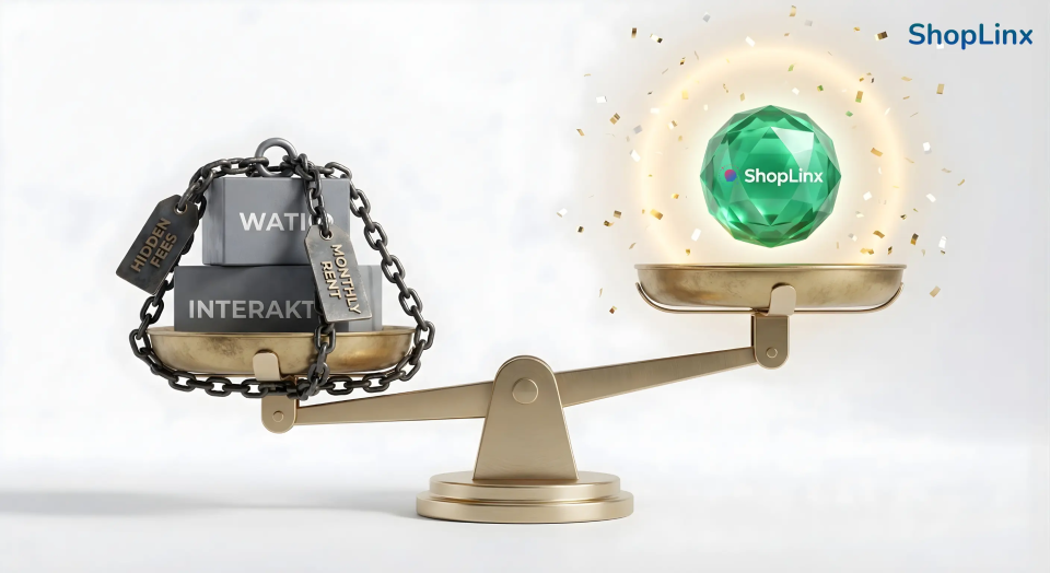 A high-impact visual of a golden balance scale showing ShopLinx as the winner for 2026 WhatsApp automation, outweighing competitors by removing the heavy burden of monthly rent and hidden fees